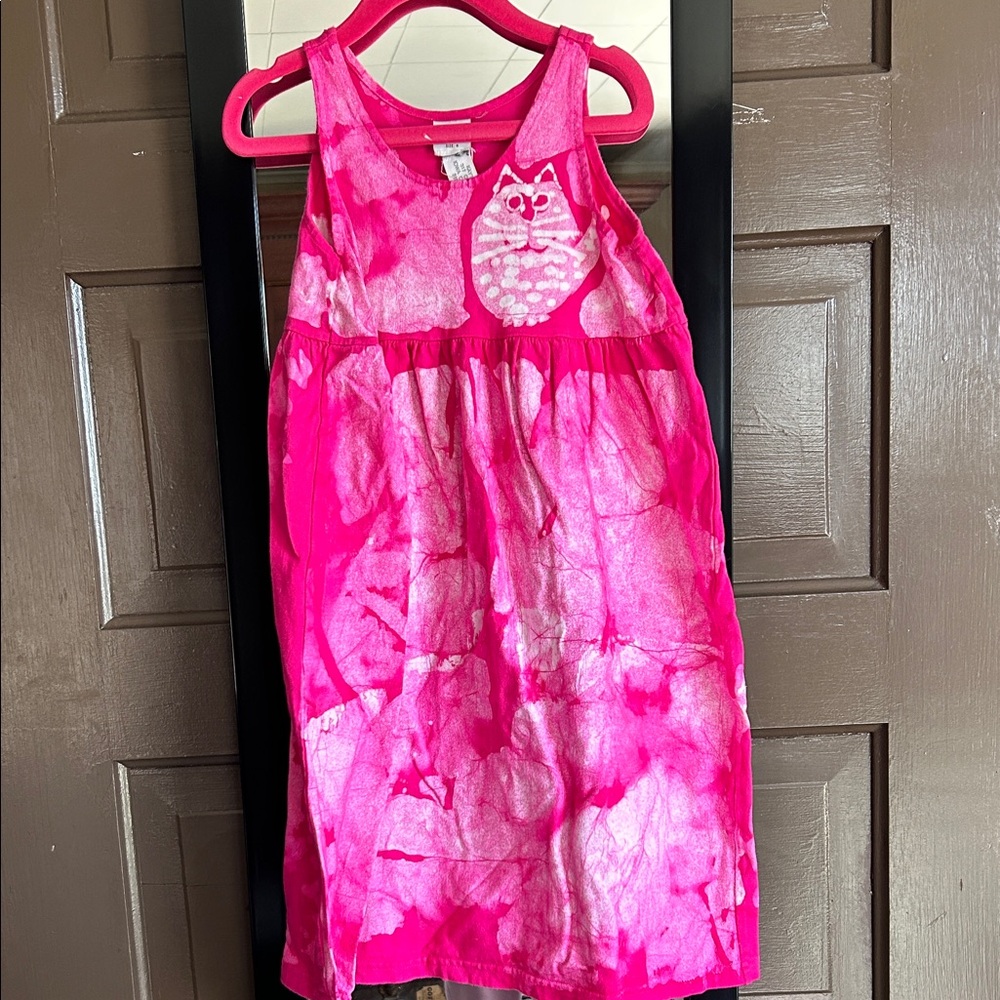 Dharma Trading Co. Pink Tie-Dye Cat Dress; size 6